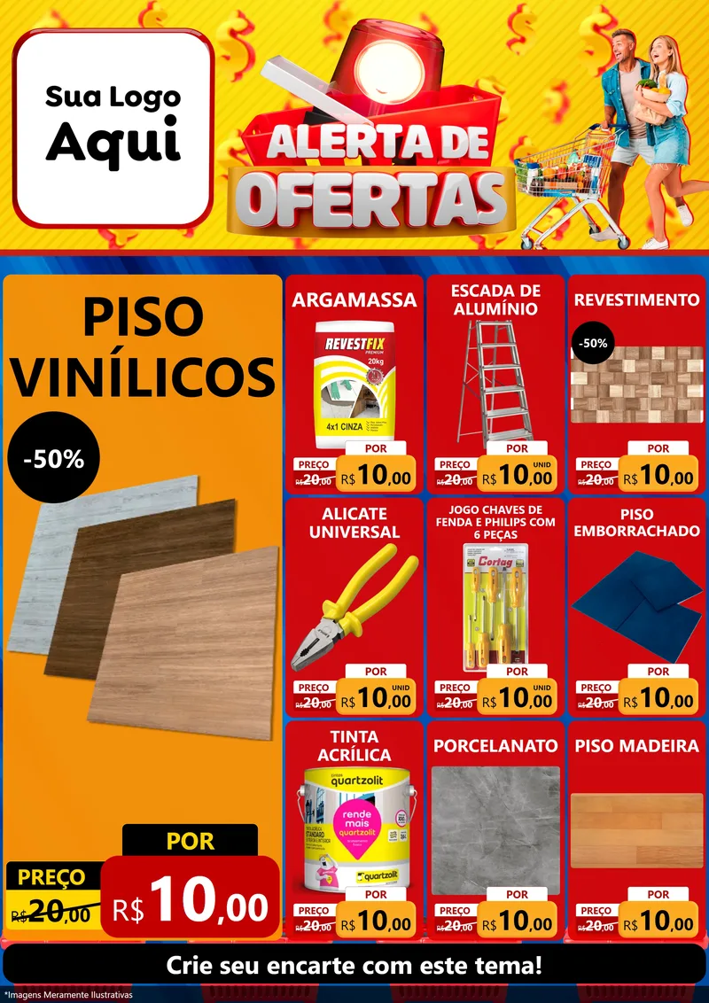 Modelo de Encarte para Encarte A4 Vertical com o tema Alerta de Ofertas para Material para Construção
