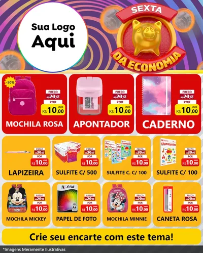 Modelo de Rede Social para Feed Instagram com o tema Sexta da Economia para Papelaria