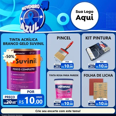 Modelo de Rede Social para Feed Facebook com o tema Novembro Azul para Tintas e Ferramentas