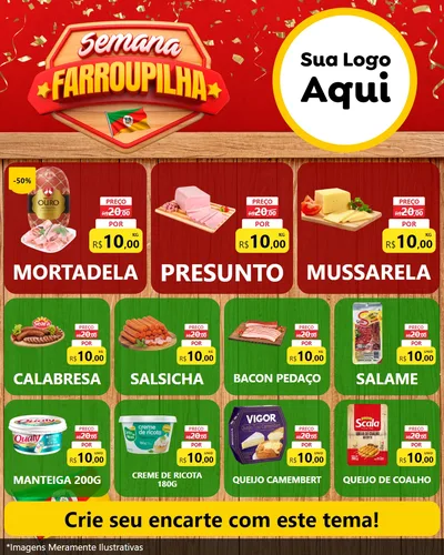 Modelo de Rede Social para Feed Instagram com o tema Semana Farroupilha para Frios e Laticínios