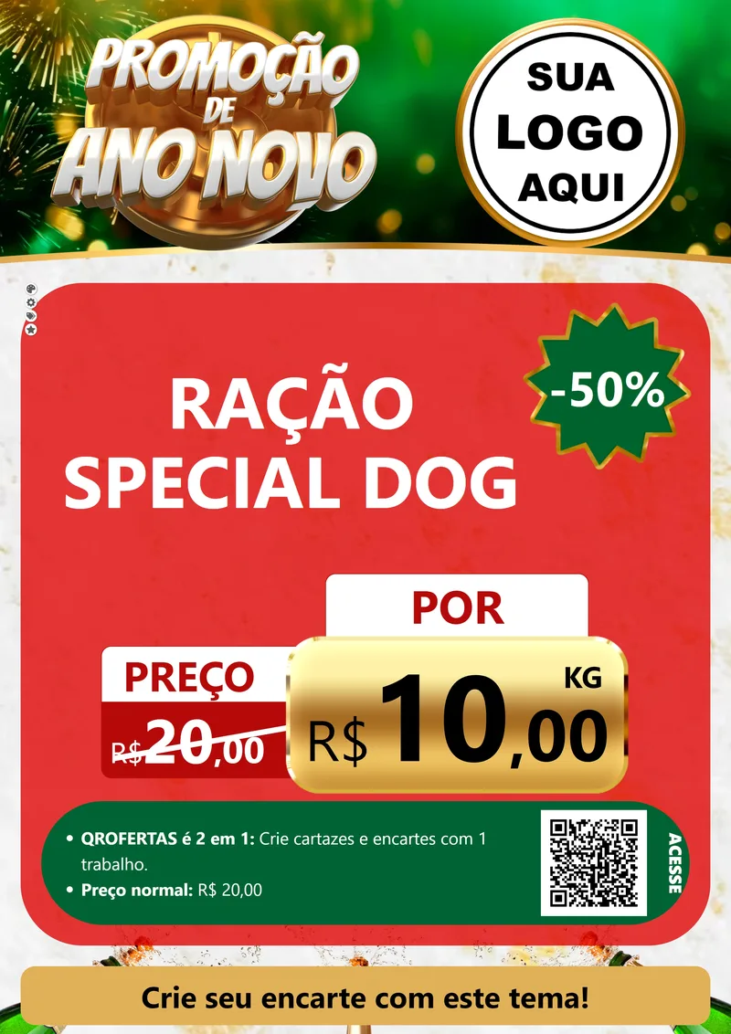 Modelo de Cartaz para Cartaz A4 Vertical com o tema Promoção de Ano Novo para Pet Shop