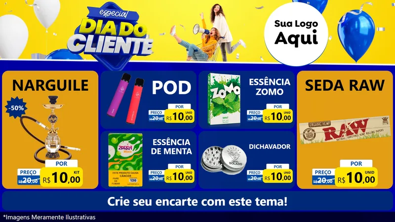 Modelo de TV para TV Horizontal com o tema Especial Dia do Cliente para Tabacaria