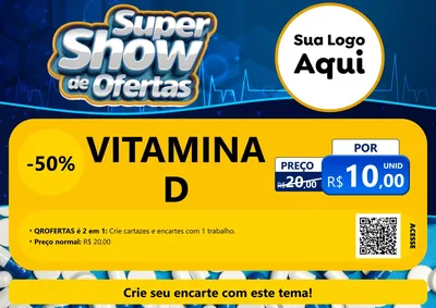Modelo de Cartaz para Cartaz A4 Horizontal com o tema Super Show de Ofertas - Farmácia para Farmácia