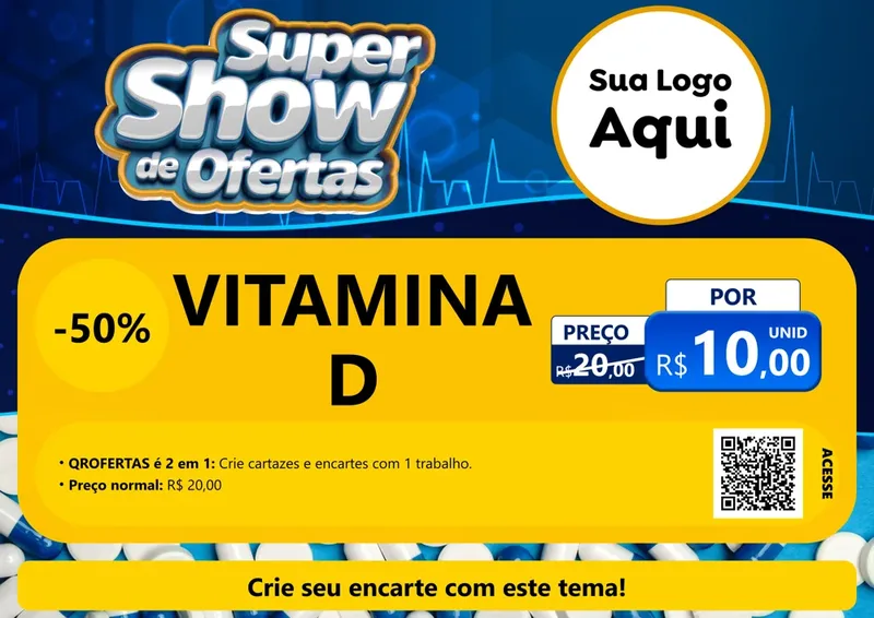 Modelo de Cartaz para Cartaz A4 Horizontal com o tema Super Show de Ofertas - Farmácia para Farmácia