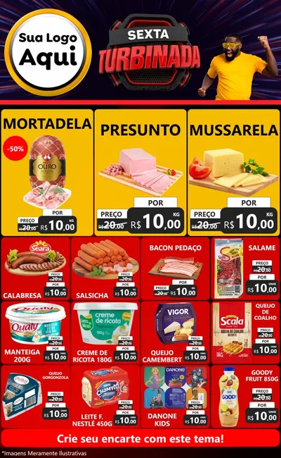 Modelo de Encarte para Encarte Grande com o tema Sexta Turbinada para Frios e Laticínios