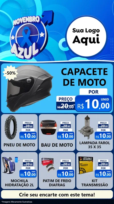 Modelo de Rede Social para Stories com o tema Novembro Azul para Moto peças