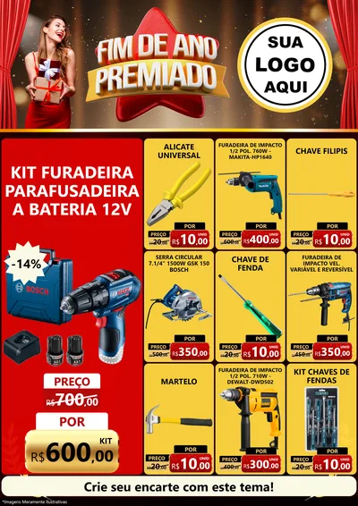 Modelo de Encarte para Encarte A4 Vertical com o tema Fim de Ano Premiado para Maquinas e Ferramentas