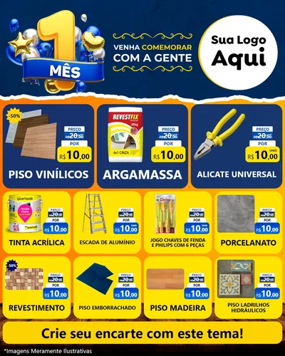 Modelo de Rede Social para Feed Instagram com o tema Um Mês de Aniversário para Material para Construção