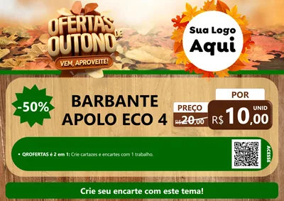 Modelo de Cartaz para Cartaz A4 Horizontal com o tema Ofertas de Outono - Vem, Aproveite! para Armarinho e Aviamentos