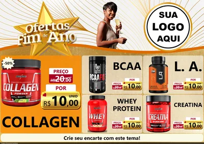 Modelo de Encarte para Encarte A4 Horizontal com o tema Ofertas Fim de Ano para Suplementos alimentares