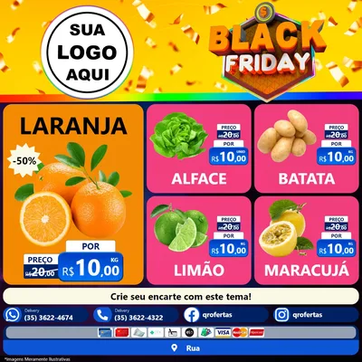 Modelo de Rede Social para Feed Facebook com o tema Black Friday para Hortifrúti