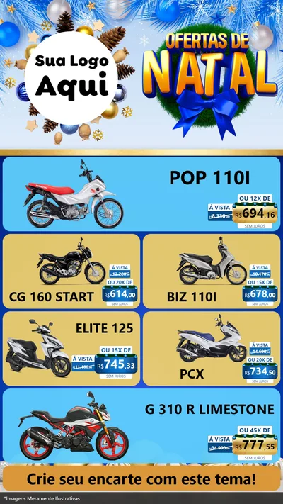 Modelo de TV para TV Vertical com o tema Ofertas de Natal para Concessionaria de Motos