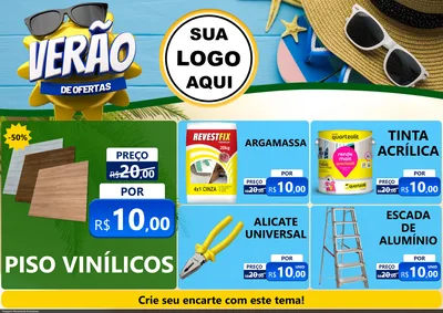 Modelo de Encarte para Encarte A4 Horizontal com o tema Verão de Ofertas para Material para Construção