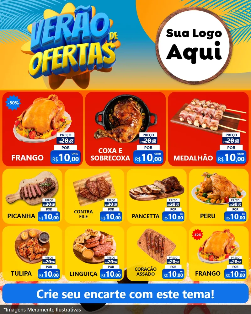 Modelo de Rede Social para Feed Instagram com o tema Verão de Ofertas para Assados