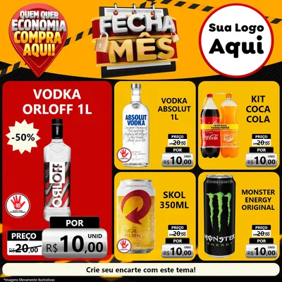 Modelo de Rede Social para Feed Facebook com o tema Fecha Mês para Distribuidora de bebidas