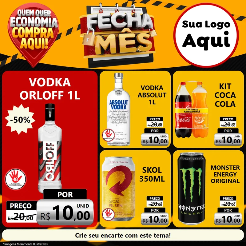 Modelo de Rede Social para Feed Facebook com o tema Fecha Mês para Distribuidora de bebidas