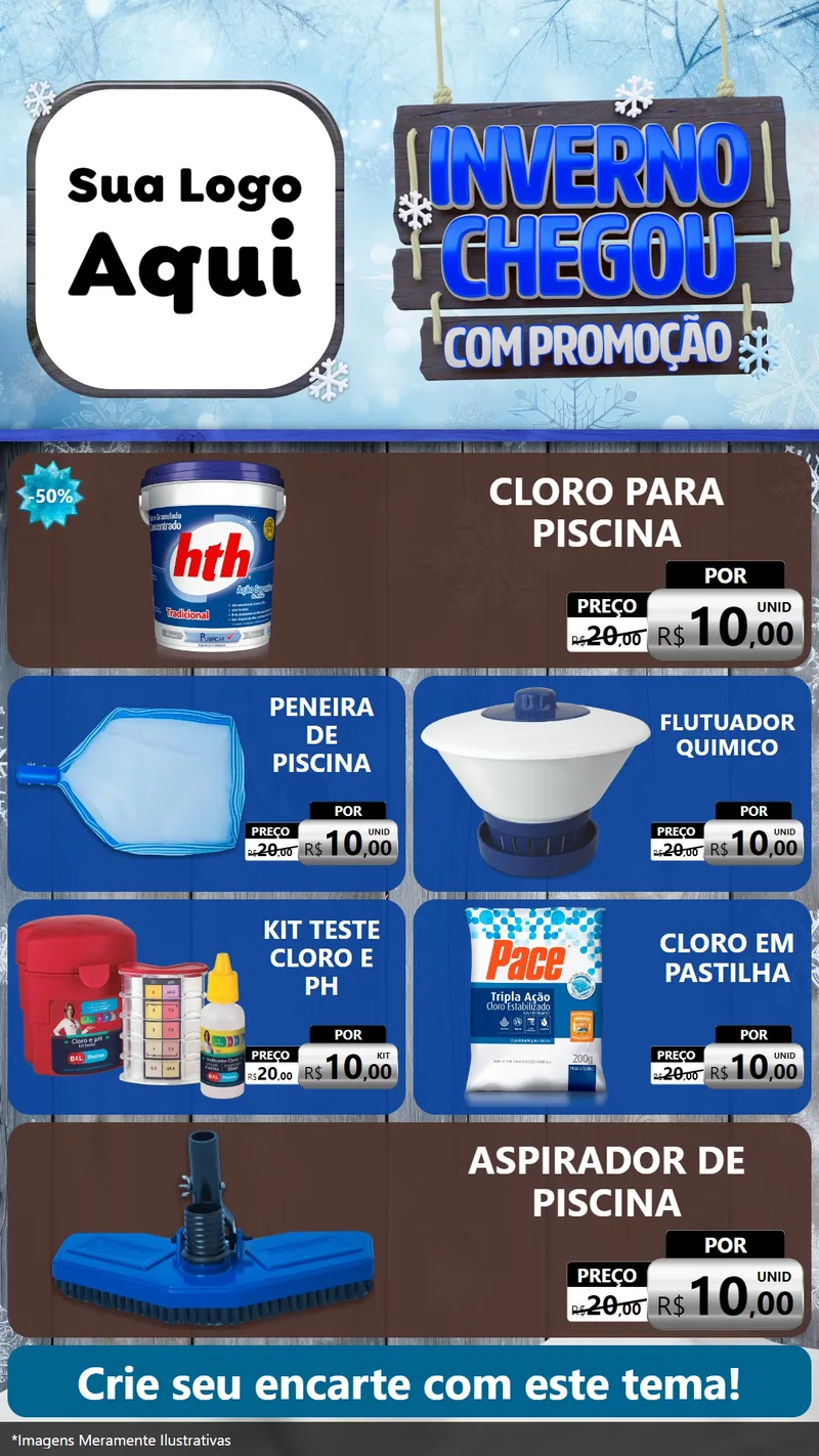 Modelo de TV para TV Vertical com o tema Inverno Chegou Com Promoção para Produtos para Piscina