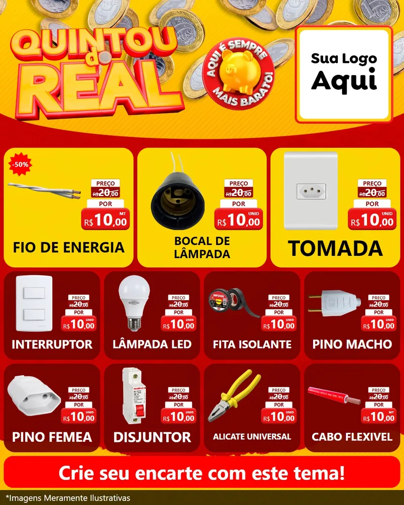 Modelo de Rede Social para Feed Instagram com o tema Quintou do Real para Materiais Elétricos