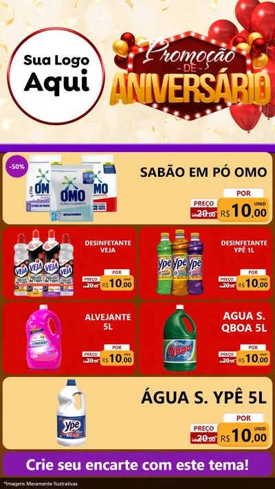 Modelo de TV para TV Vertical com o tema Promoção de Aniversário para Produtos de Limpeza