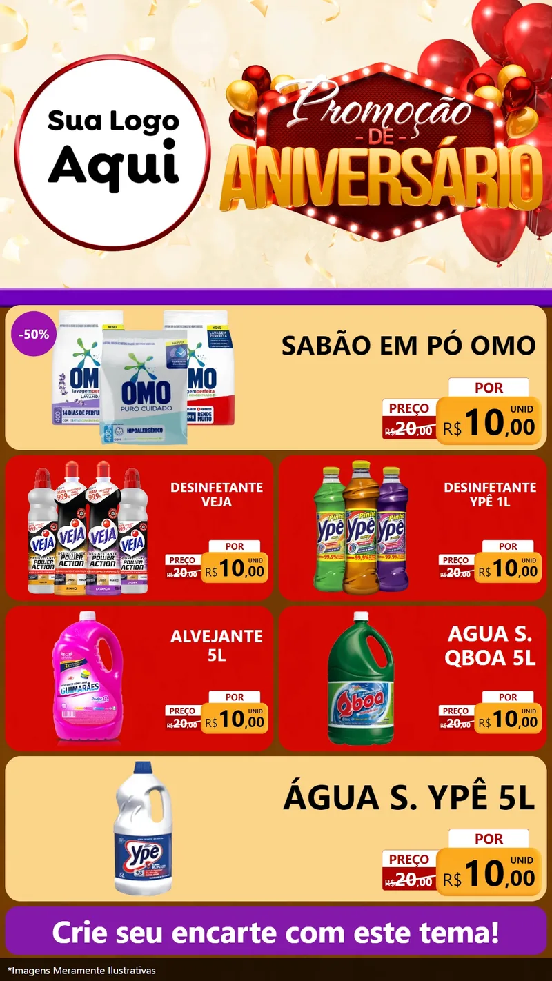 Modelo de TV para TV Vertical com o tema Promoção de Aniversário para Produtos de Limpeza