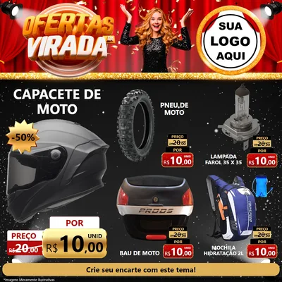 Modelo de Rede Social para Feed Facebook com o tema Ofertas da Virada para Moto peças