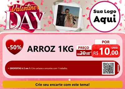 Modelo de Cartaz para Cartaz A4 Horizontal com o tema Valentine's Day para Supermercado