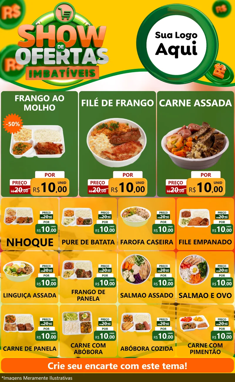 Modelo de Encarte para Encarte Grande com o tema Show de Ofertas Imbatíveis para Restaurante