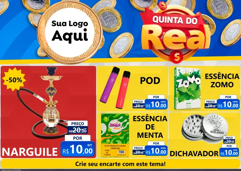 Modelo de Encarte para Encarte A4 Horizontal com o tema Quinta do Real para Tabacaria