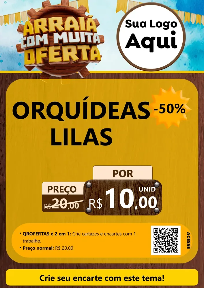 Modelo de Cartaz para Cartaz A4 Vertical com o tema Ofertas de São João - Junina para Floricultura e jardim