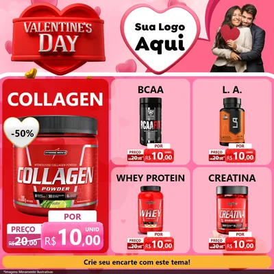 Modelo de Rede Social para Feed Facebook com o tema Valentine's Day para Suplementos alimentares