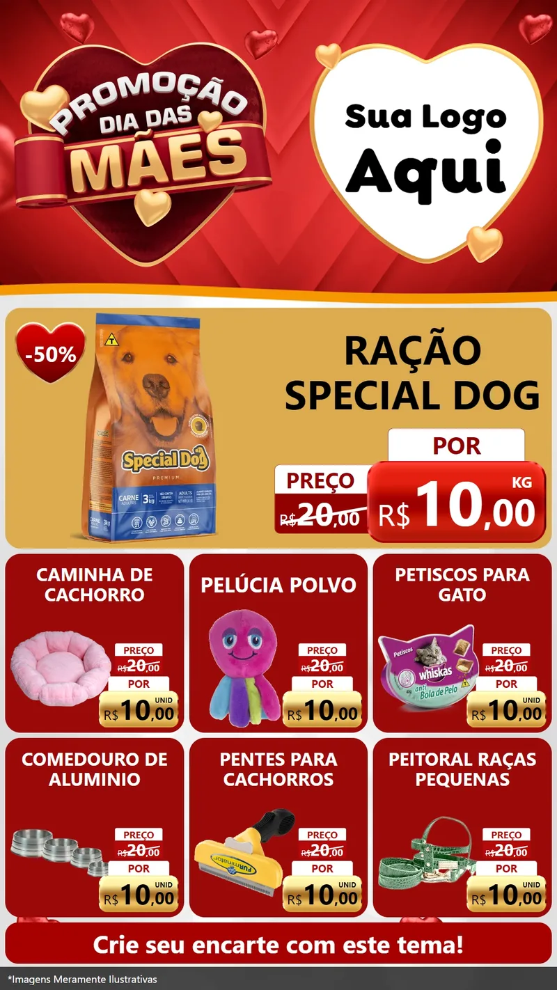 Modelo de Rede Social para Stories com o tema Promoção Dia das Mães para Pet Shop