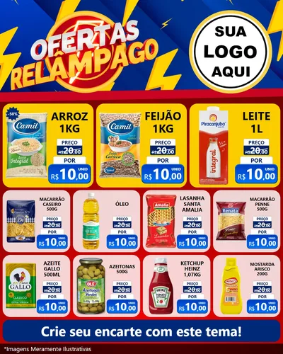 Modelo de Rede Social para Feed Instagram com o tema Ofertas Relâmpago para Supermercado