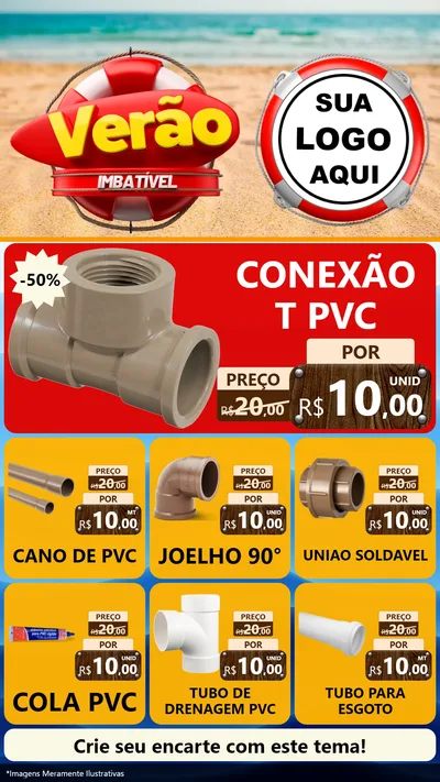 Modelo de Rede Social para Stories com o tema Verão Imbatível para Tubos e conexões