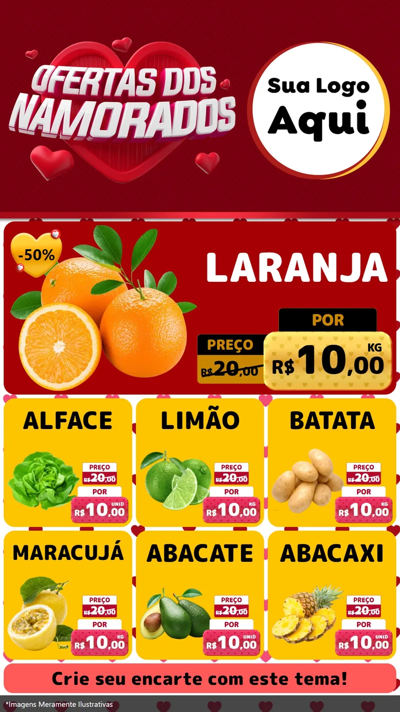 Modelo de Rede Social para Stories com o tema Ofertas Dos Namorados para Hortifrúti