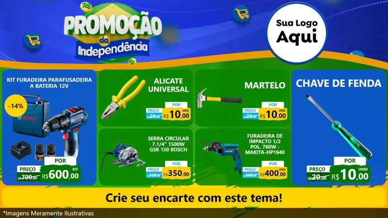 Modelo de TV para TV Horizontal com o tema Promoção da Independência para Maquinas e Ferramentas