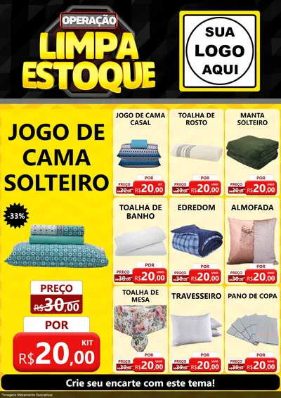 Modelo de Encarte para Encarte A4 Vertical com o tema Operação Limpa Estoque para Cama, Mesa e Banho