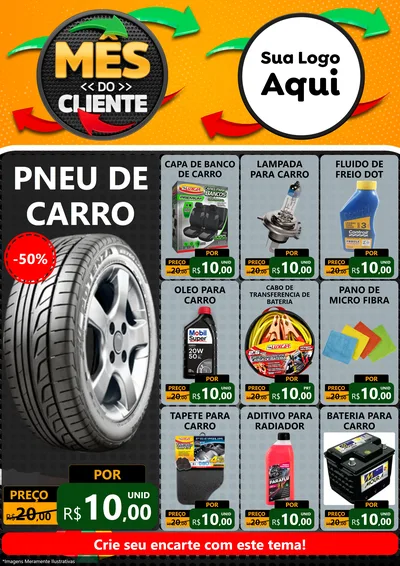 Modelo de Encarte para Encarte A4 Vertical com o tema Mês do Cliente para Auto peças