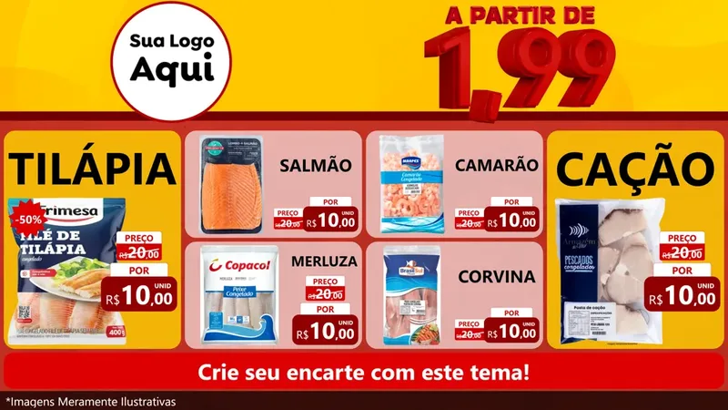 Modelo de TV para TV Horizontal com o tema A Partir de Um e Noventa e Nove - 1,99 para Peixaria