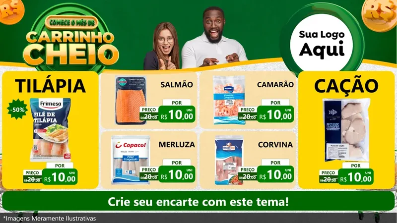Modelo de TV para TV Horizontal com o tema Carrinho Cheio para Peixaria