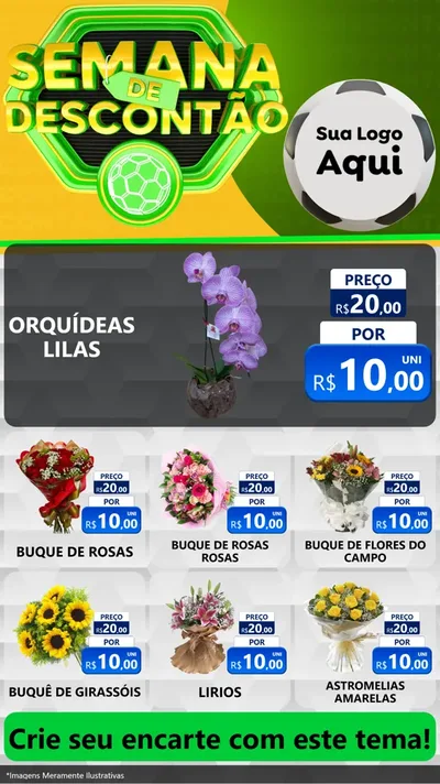 Modelo de Rede Social para Stories com o tema Semana de Descontão - Copa para Floricultura e jardim
