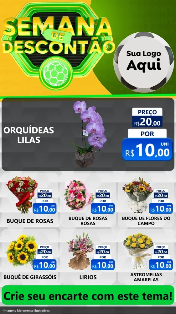 Modelo de Rede Social para Stories com o tema Semana de Descontão - Copa para Floricultura e jardim