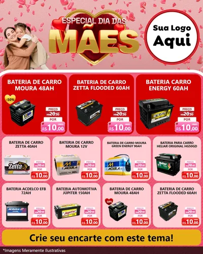 Modelo de Rede Social para Feed Instagram com o tema Especial Dia Das Mães para Baterias Elétricas