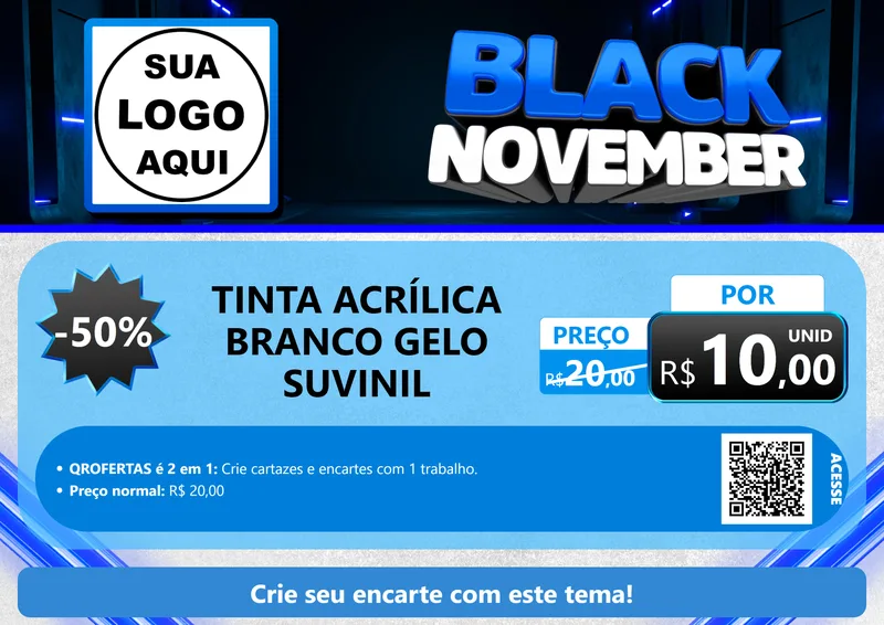 Modelo de Cartaz para Cartaz A4 Horizontal com o tema Black November para Tintas e Ferramentas