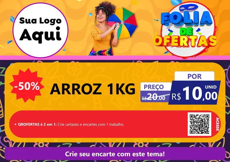 Modelo de Cartaz para Cartaz A4 Horizontal com o tema Folia de Ofertas para Supermercado