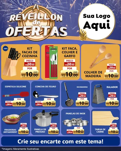 Modelo de Rede Social para Feed Instagram com o tema Réveillon de Ofertas para Utilidades Domésticas