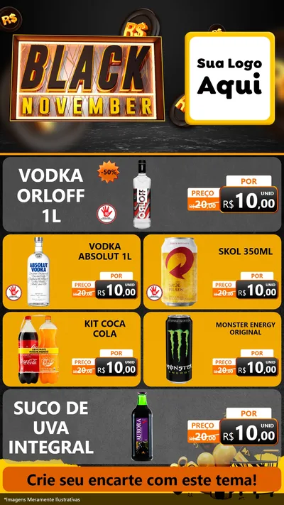 Modelo de TV para TV Vertical com o tema Black November para Distribuidora de bebidas