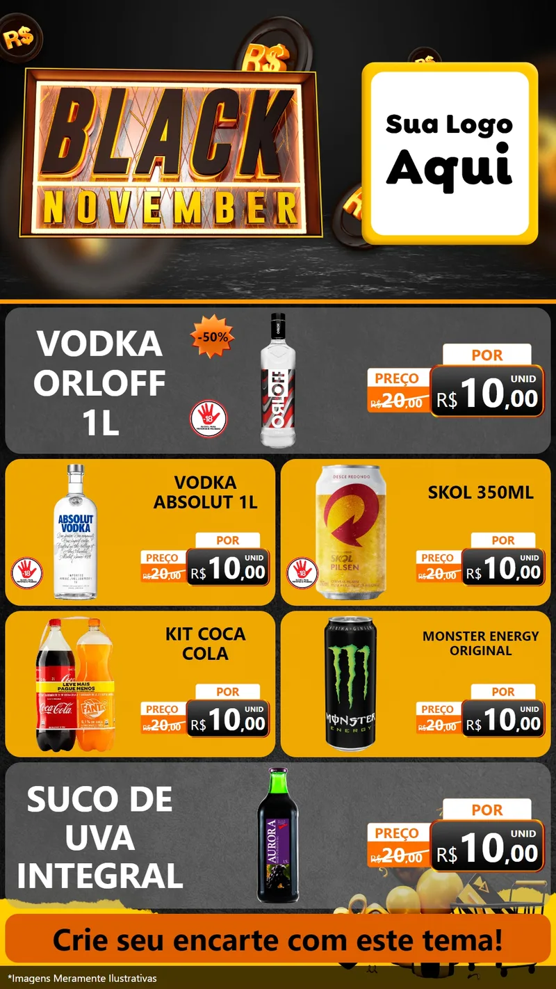 Modelo de TV para TV Vertical com o tema Black November para Distribuidora de bebidas