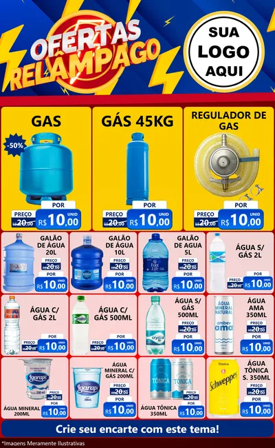 Modelo de Encarte para Encarte Grande com o tema Ofertas Relâmpago para Água e gás