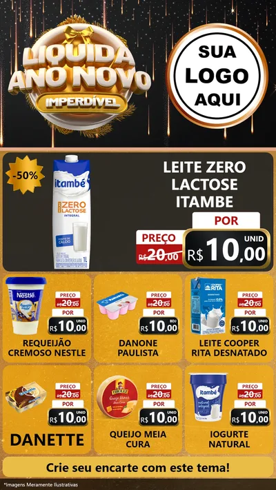 Modelo de Rede Social para Stories com o tema Liquida Ano Novo Imperdível para Frios e Laticínios
