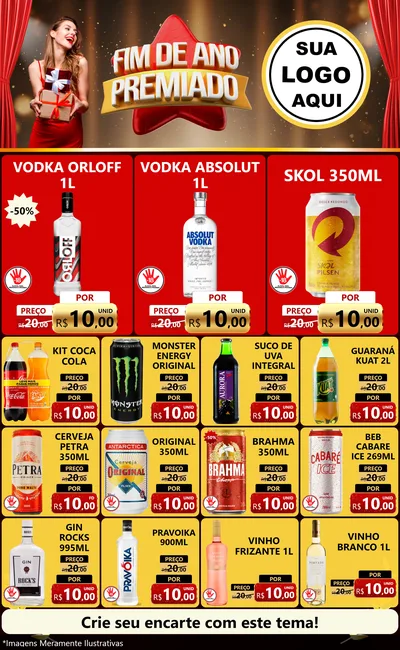 Modelo de Encarte para Encarte Grande com o tema Fim de Ano Premiado para Distribuidora de bebidas